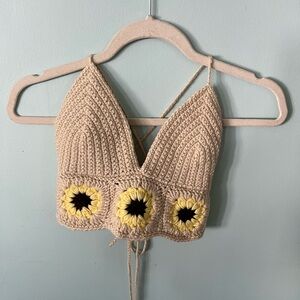 Handmade! Crochet Sunflower Crop Top